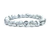 Felicidade Bracelet en Howlite - Pierre Naturelle 8MM - Bijou Énergétique Élégant & Authentique - Bracelet Unisexe pour Femme & Homme - Harmonie, Bien-Être & Idée Cadeau Anniversaire
