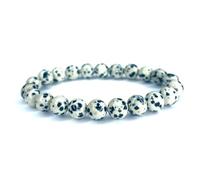 Felicidade Bracelet en Jaspe Dalmatien Naturel - Perles Authentiques 8MM - Protection, Joie & Énergie Positive - Bijou Spirituel Homme & Femme - Accessoire Lithothérapie Élégant