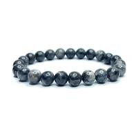 Felicidade Bracelet en Labradorite Foncée (Larvikite) - Pierre Naturelle 8MM pour Homme - Protection, Énergie & Bien-Être - Bijou Énergétique en Lithothérapie, Méditation & Cadeau