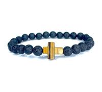 Felicidade Bracelet en Pierres Naturelles - Croix en Œil de Tigre & Pierres de Lave - Protection, Foi & Énergie - Bijou Spirituel Masculin Élégant - Idée Cadeau Unique pour Homme