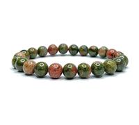 Felicidade Bracelet en Unakite Naturelle - Perles Authentiques 8MM - Bijou Élégant & Énergétique - Harmonie, Ancrage & Bien-Être - Bracelet Unisexe pour Femme & Homme - Idée Cadeau Symbolique