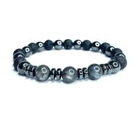Felicidade Bracelet Homme 3 Pierres - Labradorite Foncée, Hématite & Pierre de Lave Naturelles - Protection, Force & Bien-Être - Bijou Énergétique Élégant - Idée Cadeau Unique pour Homme