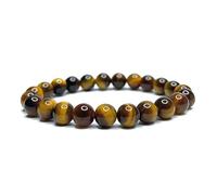 Felicidade Bracelet Homme Pierre Naturelle - Œil de Tigre 8mm | Protection & Énergie | Bijoux Lithothérapie Cadeau Anniversaire