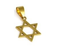 Felicidade Pendentif Croix Juive Dorée - Symbole Spirituel & Identité - Bijou Religieux en Acier Inoxydable - Accessoire Unisexe Élégant & Authentique - Idée Cadeau Unique & Significatif
