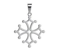 Felicidade Pendentif Croix Occitane en Acier Inoxydable - Symbole du Languedoc & de l’Occitanie - Bijou Culturel, Identitaire & Spirituel - Accessoire Unisexe Élégant