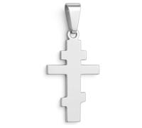 Felicidade Pendentif Croix Orthodoxe Argentée - Symbole de Foi & Protection - Bijou Religieux Unisexe en Acier Inoxydable - Élégant & Durable - Accessoire Spirituel Unisexe - Idée Cadeau de Foi