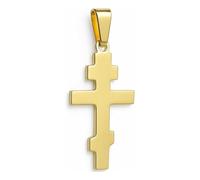 Felicidade Pendentif Croix Orthodoxe Dorée - Symbole de Foi & Protection - Bijou Religieux Unisexe en Acier Inoxydable - Élégant & Durable - Accessoire Spirituel Femme & Homme - Idée Cadeau de Foi