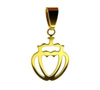 Felicidade Pendentif Cœur Couronné en Acier Inoxydable - Symbole d’Amour, Loyauté & Protection - Bijou Unisexe Élégant - Disponible en Doré ou Argenté - Cadeau Spirituel (Doré)