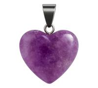 Felicidade Pendentif Cœur en Améthyste Naturelle - Pierre de Sérénité & Sagesse - Bijou Spirituel en Pierre Naturelle Semi-Précieuse pour Femme et Jeune Fille Cadeau Bien-Être & Lithothérapie