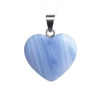 Felicidade Pendentif Cœur en Calcédoine Bleue Naturelle - Pierre Semi-Précieuse Authentique - Bijou Élégant & Apaisant - Énergie Positive & Sérénité - Accessoire Lithothérapie pour Femme - Idée Cadeau