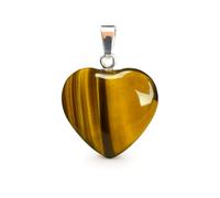 Felicidade Pendentif Cœur en Œil de Tigre Naturel - Pierre Semi-Précieuse de Protection, Confiance & Énergie Positive - Bijou Authentique & Élégant - Idée Cadeau Symbolique pour Femme & Homme