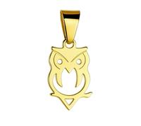 Felicidade Pendentif Hibou en Acier Inoxydable - Symbole de Sagesse & Intuition - Bijou Unisexe Élégant & Spirituel - Porte-Bonheur - Disponible en Doré ou Argenté (Doré)