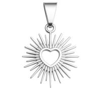 Felicidade Pendentif Sacré-Cœur Rayonnant en Acier Inoxydable - Disponible en Doré & Argenté - Symbole Spirituel d’Amour & de Foi - Bijou Religieux & Tendance Unisexe (Argenté)