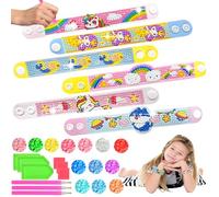 Felicify Diamond Painting Bracelet, 6 Pcs Diamond Painting Enfant Kit, Cadeaux Faits Maison, Ensemble de Bracelets de Peinture Diamant Bricolage, pour Les Filles de Bricolage 6-12 Ans (B)