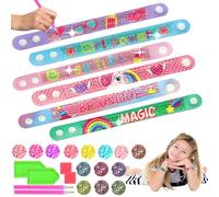 Felicify Diamond Painting Bracelet, 6 Pcs Diamond Painting Enfant Kit, Cadeaux Faits Maison, Ensemble de Bracelets de Peinture Diamant Bricolage, pour Les Filles de Bricolage 6-12 Ans (A)