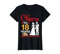 Félicitations à 18 Ans de Bonheur pour Toujours après Le 18e Anniversaire de Mariage T-Shirt Graphique avec Valeur, Femme, Noir, M