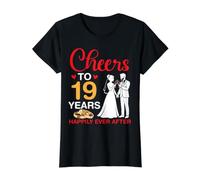 Félicitations à 19 Ans de Bonheur pour Toujours après Le 19e Anniversaire de Mariage T-Shirt Graphique avec Valeur, Femme, Noir, XL