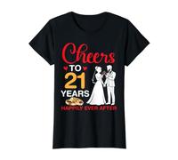 Félicitations à 21 Ans de Bonheur pour Toujours après Le 21e Anniversaire de Mariage T-Shirt Graphique avec Valeur, Femme, Noir, XL