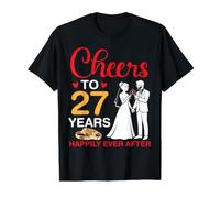 Félicitations à 27 Ans de Bonheur pour Toujours après Le 27e Anniversaire de Mariage T-Shirt Graphique avec Valeur, Homme, Noir, S
