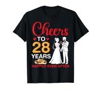 Félicitations à 28 Ans de Bonheur pour Toujours après Le 28e Anniversaire de Mariage T-Shirt Graphique avec Valeur