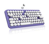 FELiCON 308i Clavier sans Fil Rétro, Bluetooth Silent Cute Computer Keyboard, Keycaps Punk Ronds, Compact 84 Touches,Texture Mate, Typewriter Design, QWERTY, Multidispositif pour PC Mac-Violet