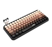 FELiCON Ajazz 308i Clavier sans Fil Rétro, Bluetooth Silent Cute Computer Keyboard, Round Punk Compact 84 Touches,Texture Mate, Typewriter Design, QWERTY, Multidispositif pour PC Mac - Marron