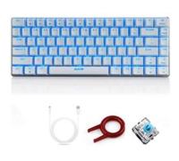 FELICON Ajazz AK33 Clavier de Jeu mécanique câblé, Clavier Blanc à rétroéclairage LED 82 Touches E-Sport Gamer pour dactylographes au Bureau Jouant à des Jeux (commutateur Bleu, Blanc) Blanc G