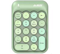 FELiCON AK18 Clavier numérique sans Fil, pavé numérique Portable 2,4 GHz avec clé Ronde rétro et récepteur USB Clavier numérique de comptabilité financière pour Mac, PC (Vert)