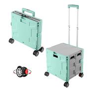 FELICON Chariot Utilitaire Pliable Portable avec poignée télescopique en Plastique Robuste et Durable, Couvercle dissimulé, 4 Roues rotatives pour Voyage, Magasin, déménagement, Bureau, Enseignant