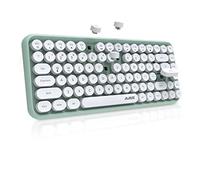 FELiCON x AJAZZ 308i Clavier sans Fil Rétro, Bluetooth Silent Cute Computer Keyboard, Keycaps Punk Ronds, Compact 84 Touches,Texture Mate, Typewriter Design, QWERTY, Multidispositif pour PC Mac-Vert