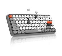 FELiCON x AJAZZ 308i Clavier sans Fil Rétro, Bluetooth Silent Cute Computer Keyboard, Keycaps Punk Ronds, Compact 84 Touches,Texture Mate, Typewriter Design, QWERTY, Multidispositif pour PC Mac-Gris
