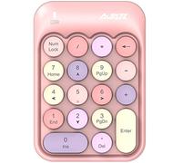 FELiCON x AJAZZ AK18 Clavier numérique sans Fil, pavé numérique Portable 2,4 GHz avec clé Ronde rétro et récepteur USB Clavier numérique de comptabilité financière pour Mac, PC (Rose)