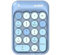 FELiCON x AJAZZ AK18 Clavier numérique sans Fil, pavé numérique Portable 2,4 GHz avec clé Ronde rétro et récepteur USB Clavier numérique de comptabilité financière pour Mac, PC (Bleu)