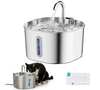 Féliflow -Fontaine à Eau pour Chat, 2.2L Fontaine feliflow INOX, Ultra-silencieuse (<30 DB), Distributeur Eau Chat avec fenêtre de Niveau d'eau, Facile à Nettoyer (sans élément filtrant)