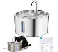 Féliflow -Fontaine à Eau pour Chat, 2.2L Fontaine feliflow INOX, Ultra-silencieuse (<30 DB), Distributeur Eau Chat avec fenêtre de Niveau d'eau, Facile à Nettoyer (avec élément filtrant)