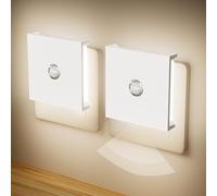 Feliigo Veilleuse avec prise et détecteur de mouvement, 2 pièces, veilleuse LED blanc naturel pour enfants avec rétroéclairage, luminosité réglable, pour chambre d'enfant, chambre, cuisine, escalier