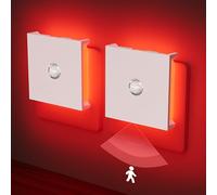 Feliigo Veilleuse Prise Electrique, 2PCS Veilleuse Enfant, Dimmable Veilleuse Detecteur de Mouvement avec Fonction Mémoire, 625nm Feu Rouge Veilleuse Prise Veilleuse Bébé pour Chambre Cuisine Escalie