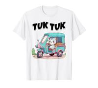 Félin graphique Kawaii conduisant une motorisation à trois roues T-Shirt