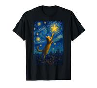 Félin Roux Flottant dans Le Ciel tourbillonnant de Minuit au-Dessus de la Ville T-Shirt