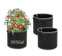 FELINAT Lot de 3 pots en tissu de 19 l - Sac de plantation avec poignée - Pots en tissu respirant pour jardin, balcon, terrasse - Pot de fleurs pour légumes, fleurs, herbes