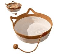 Feline Desktop Haven - Nid confortable tissé à la main, résistant aux rayures, berceau en corde de coton, salon chaud pliable, coussin de soutien respirant | Pour une sieste d'intérieur relaxante et