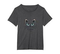 Feline Fine Cats for Girls - Cute Kitty Whiskers & Stars T-Shirt, Femme Grandes Tailles, Chiné Foncé, 5X
