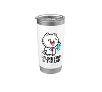 Feline Fine In The Lab | Scientifique amoureux des chats, chat de laboratoire Gobelet isotherme en acier inoxydable double paroi