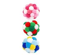 Feline Play Ball Toy, 3 Piece Interactive Chewing Collection with Gentle Exterior and Springy Bounce, Pets Puppies Kittens for Indoor Outdoor Activity Exercise Training Stimulation for Homes Travel