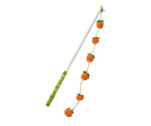 Feline Play Wand - 15.7 Inch Wooden Fruit Shaped Anti Slip Handle, Fun Animal Exercising Gear, Safe Teeth Grinding Tool, Keep Your Little Kitten Very Active | For Indoor Outdoor Park Garden Playing