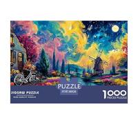 Feline Sitting on The Windowsill 1000 Pcs Carton Premium Lot de Puzzles Castle in Colorful Night Stimulant Et Éducatif Jeu Créatif Puzzles As Birthday Gifts 38x26cm/1000pcs