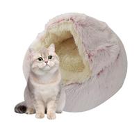Feline Snuggle Den - Lit Compagnon apaisant de Style Grotte, Refuge en Tissu sans Danger pour Le Linge, cosse en Fausse Fourrure Semblable à Un, Berceau de Rembourrage Amovible, Retraite