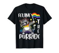 Feline The Purride Dabbing Cat Drapeau LGBT Gay Pride Arc-en-ciel T-Shirt
