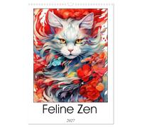 Feline Zen (Wall Calendar 2027 DIN A3 portrait), CALVENDO 12 Month Wall Calendar: Immerse yourself in the serene beauty of Feline Zen a captivating ... with delicate flowers and feline companions.