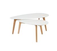 Felis Lifestyle Side Table Drop Set of 2, Chêne, Blanc, 100x50x40 cm